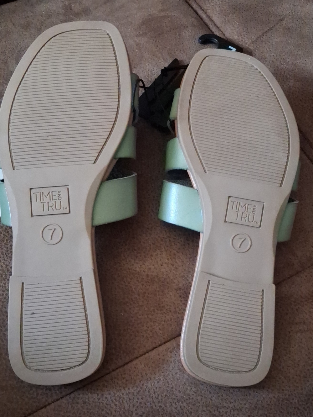 TIME AND TRU Embellished Slide Sandals With Decorative Buckle Sage Green Size 7 - Picture 3 of 6